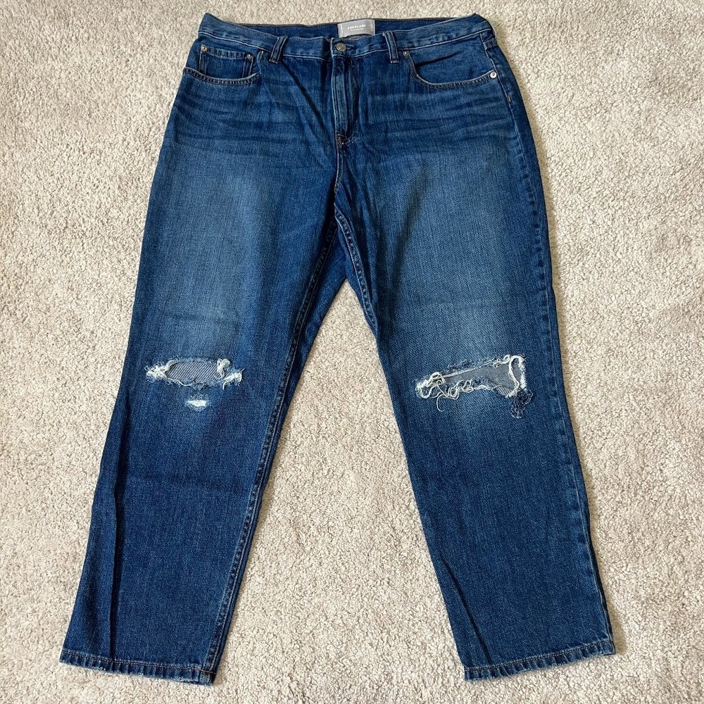 Everlane The Summer Jeans Size 33 Regular Distressed Medium Wash Organic Cotton